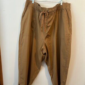 Lane Bryant Khaki drawstring waist wide leg capri's, size 24